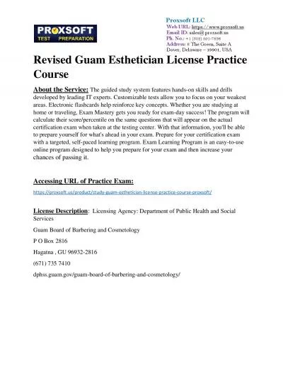 Revised Guam Esthetician License Practice Course