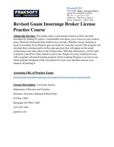 Revised Guam Insurange Broker License Practice Course