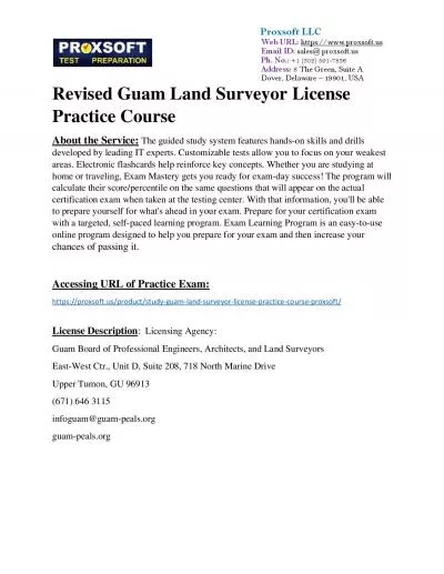 Revised Guam Land Surveyor License Practice Course