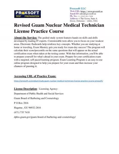Revised Guam Nuclear Medical Technician License Practice Course