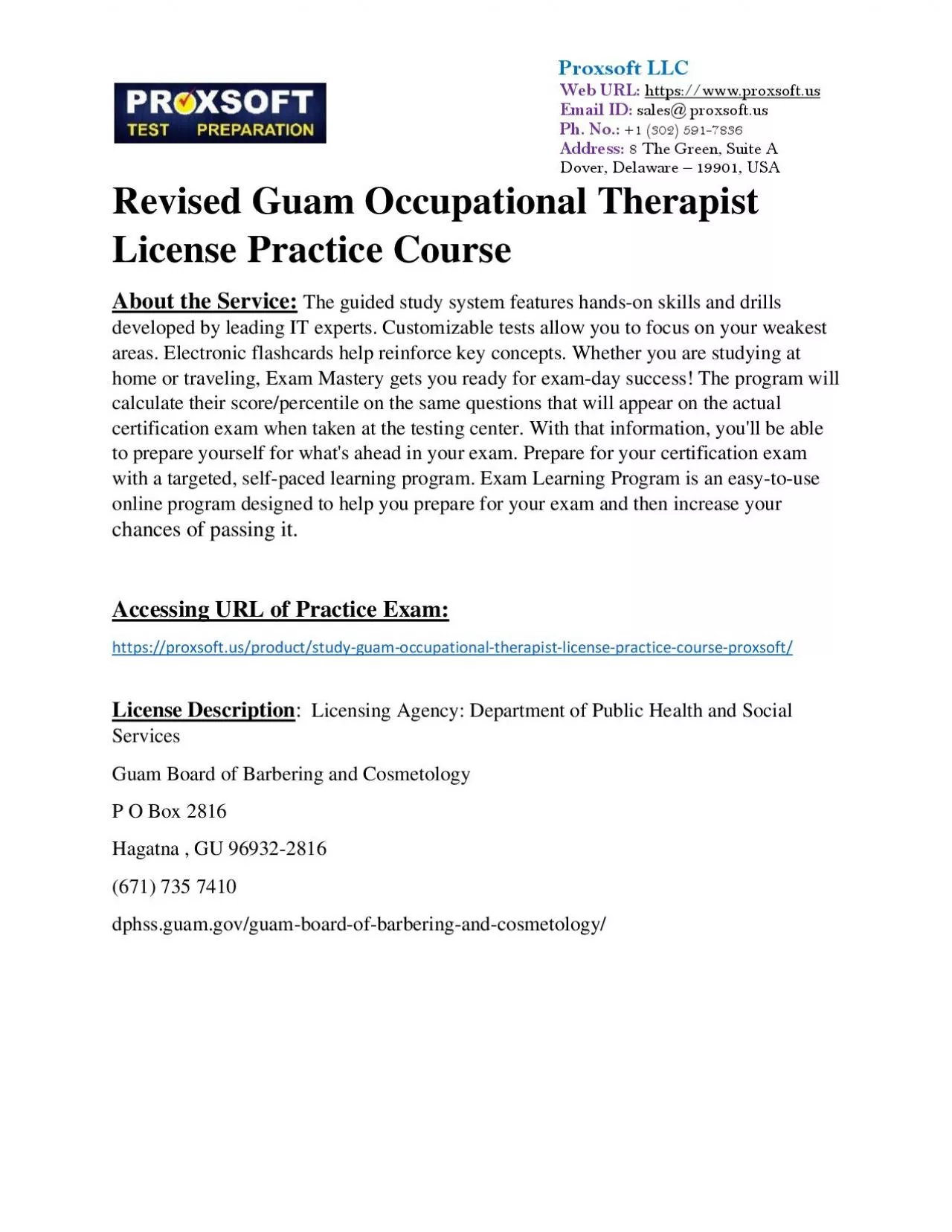 PDF-Revised Guam Occupational Therapist License Practice Course