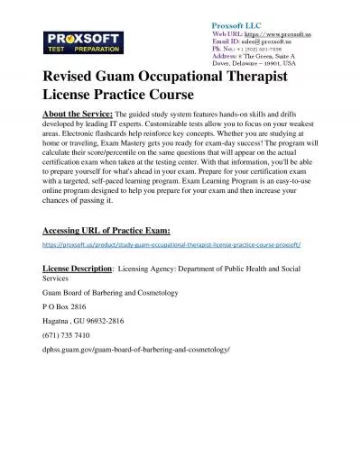 Revised Guam Occupational Therapist License Practice Course