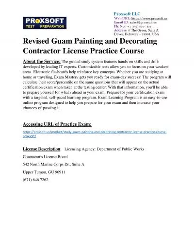 Revised Guam Painting and Decorating Contractor License Practice Course