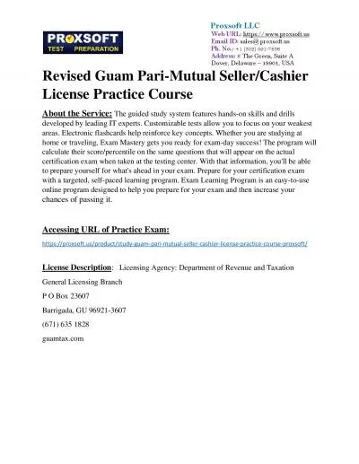 Revised Guam Pari-Mutual Seller/Cashier License Practice Course
