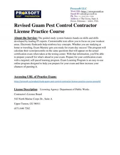 Revised Guam Pest Control Contractor License Practice Course