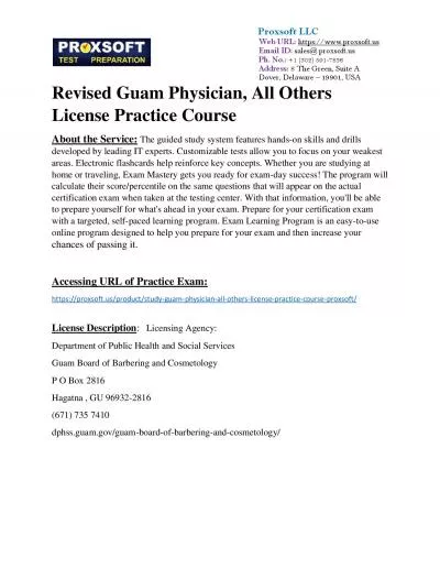 Revised Guam Physician, All Others License Practice Course