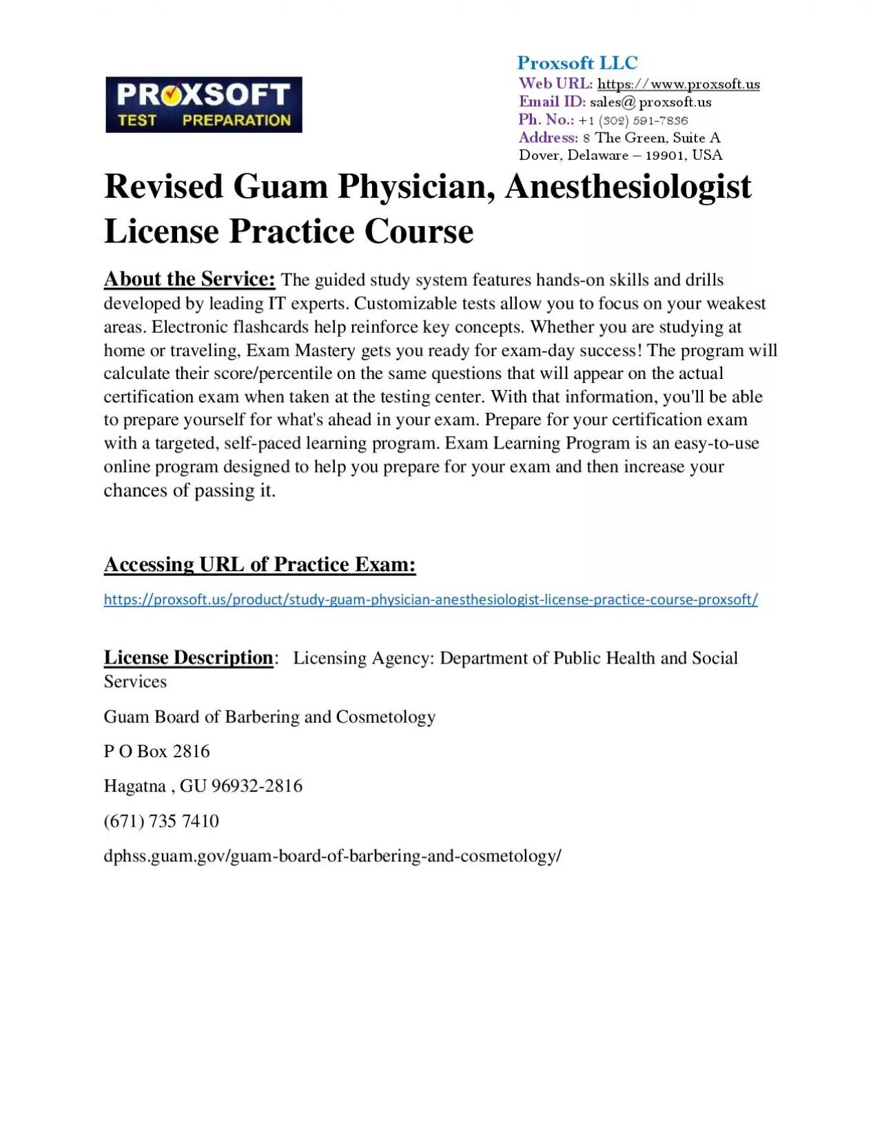 PDF-Revised Guam Physician, Anesthesiologist License Practice Course