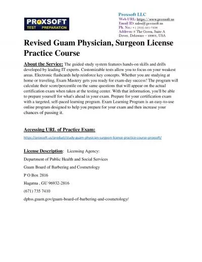 Revised Guam Physician, Surgeon License Practice Course