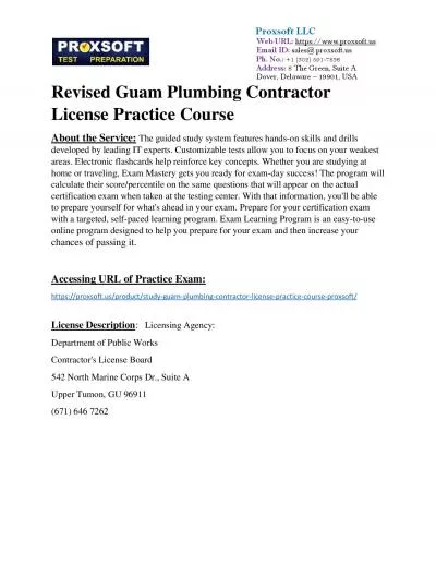 Revised Guam Plumbing Contractor License Practice Course