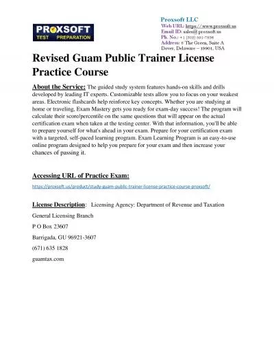 Revised Guam Public Trainer License Practice Course