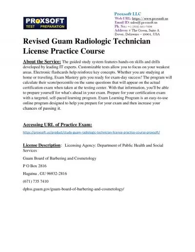 Revised Guam Radiologic Technician License Practice Course