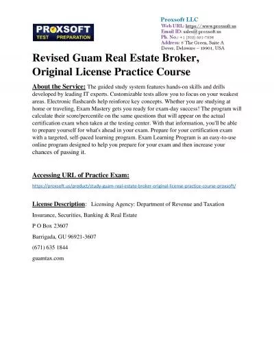 Revised Guam Real Estate Broker, Original License Practice Course