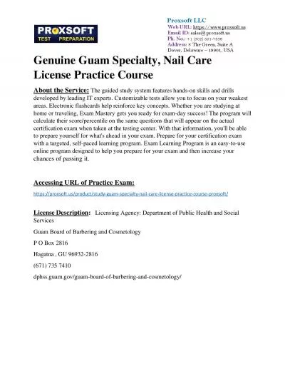 Genuine Guam Specialty, Nail Care License Practice Course