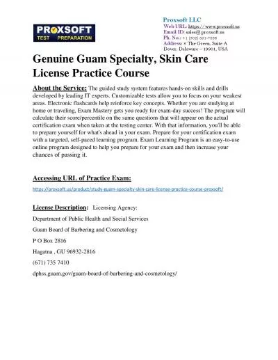 Genuine Guam Specialty, Skin Care License Practice Course