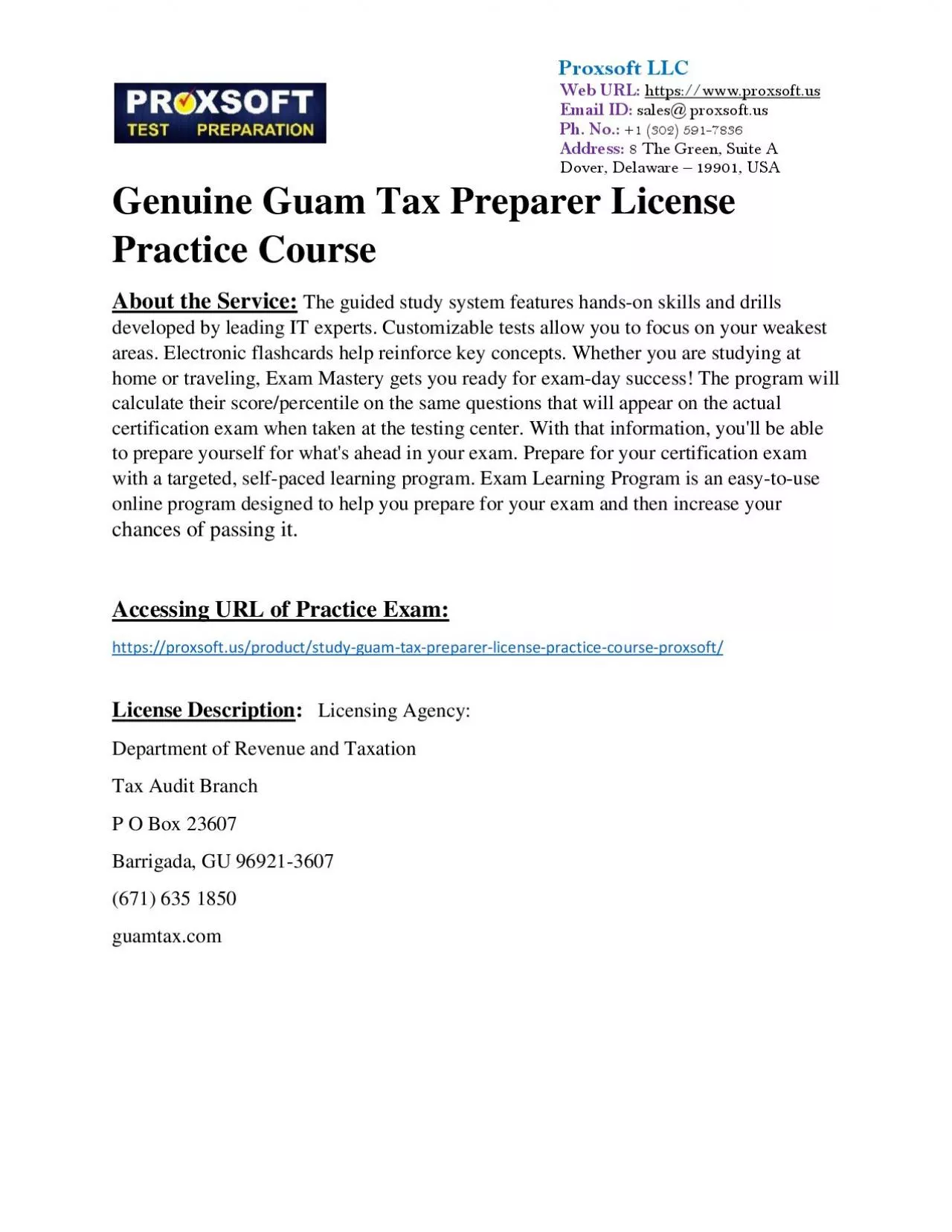 PDF-Genuine Guam Tax Preparer License Practice Course