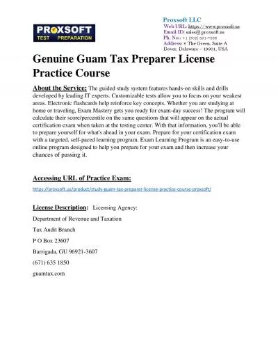 Genuine Guam Tax Preparer License Practice Course