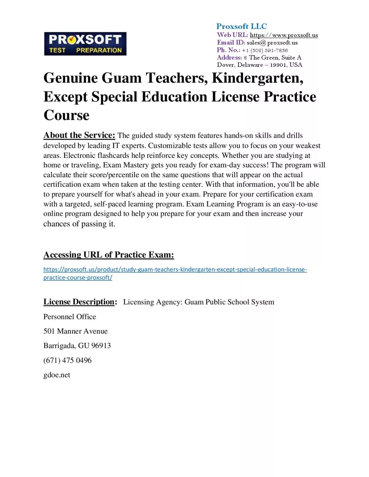 PDF-Genuine Guam Teachers, Kindergarten, Except Special Education License Practice Course