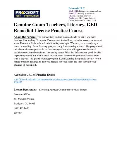 Genuine Guam Teachers, Literacy, GED Remedial License Practice Course