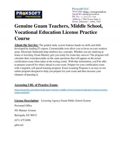 Genuine Guam Teachers, Middle School, Vocational Education License Practice Course