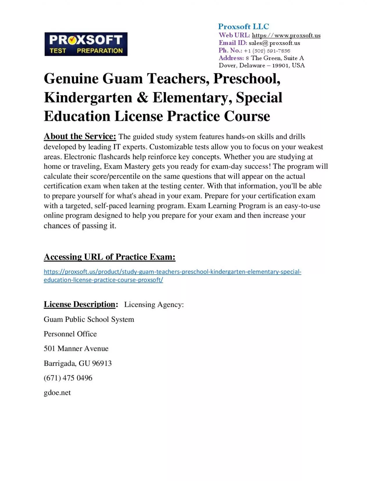 PDF-Genuine Guam Teachers, Preschool, Kindergarten & Elementary, Special Education License