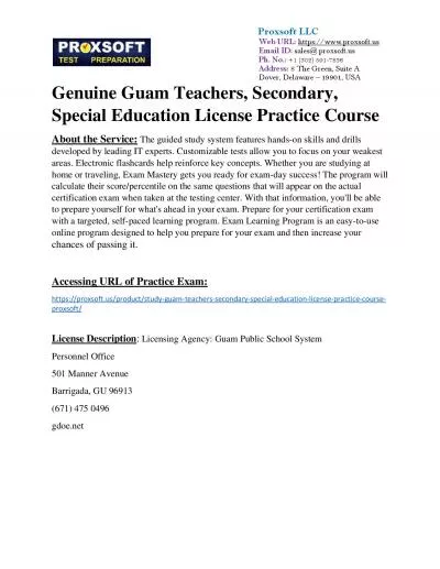 Genuine Guam Teachers, Secondary, Special Education License Practice Course