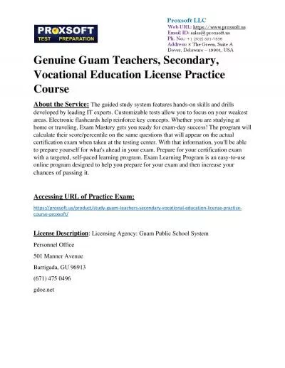 Genuine Guam Teachers, Secondary, Vocational Education License Practice Course