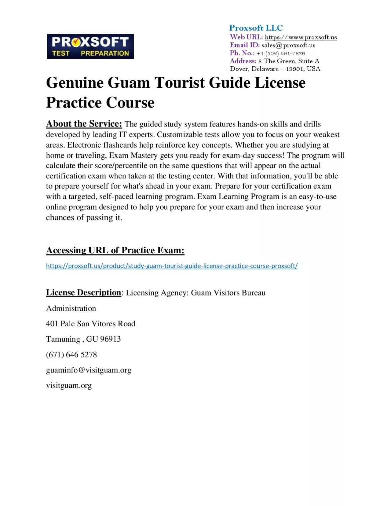 PDF-Genuine Guam Tourist Guide License Practice Course