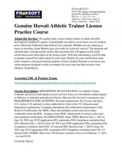 Genuine Hawaii Athletic Trainer License Practice Course