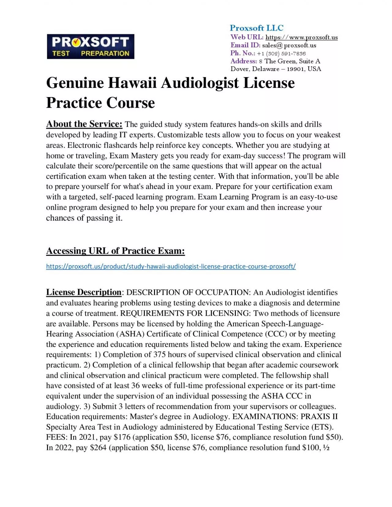 PDF-Genuine Hawaii Audiologist License Practice Course