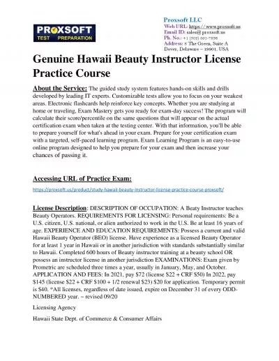 Genuine Hawaii Beauty Instructor License Practice Course