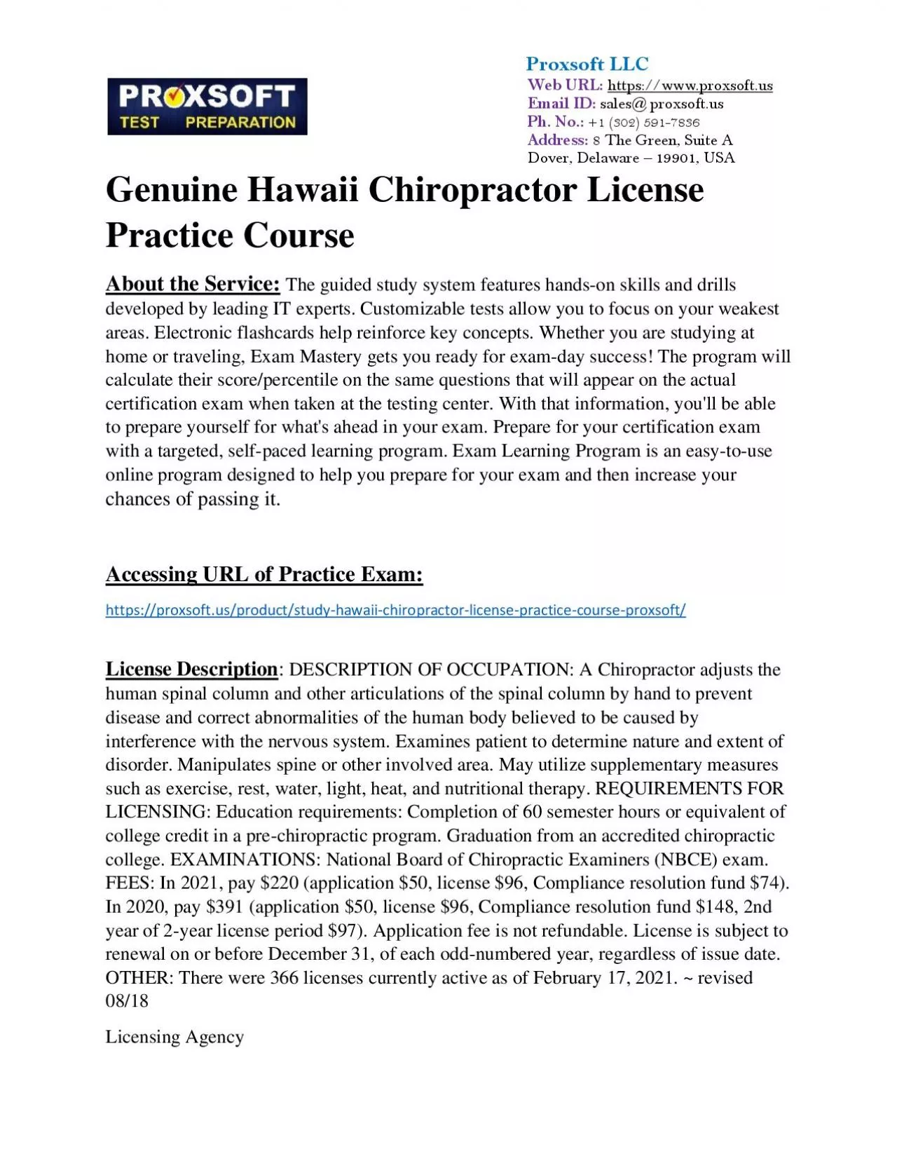 PDF-Genuine Hawaii Chiropractor License Practice Course