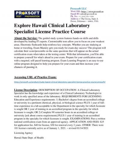 Explore Hawaii Clinical Laboratory Specialist License Practice Course