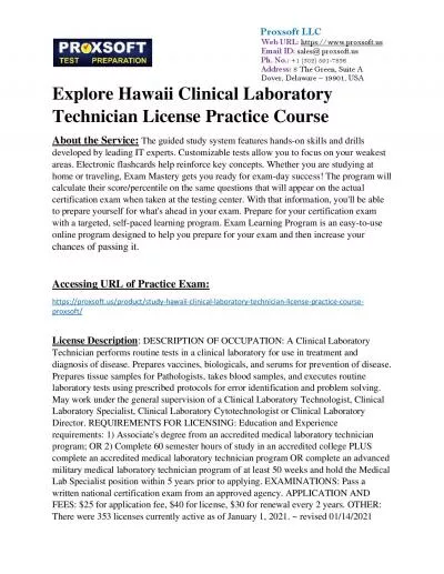 Explore Hawaii Clinical Laboratory Technician License Practice Course