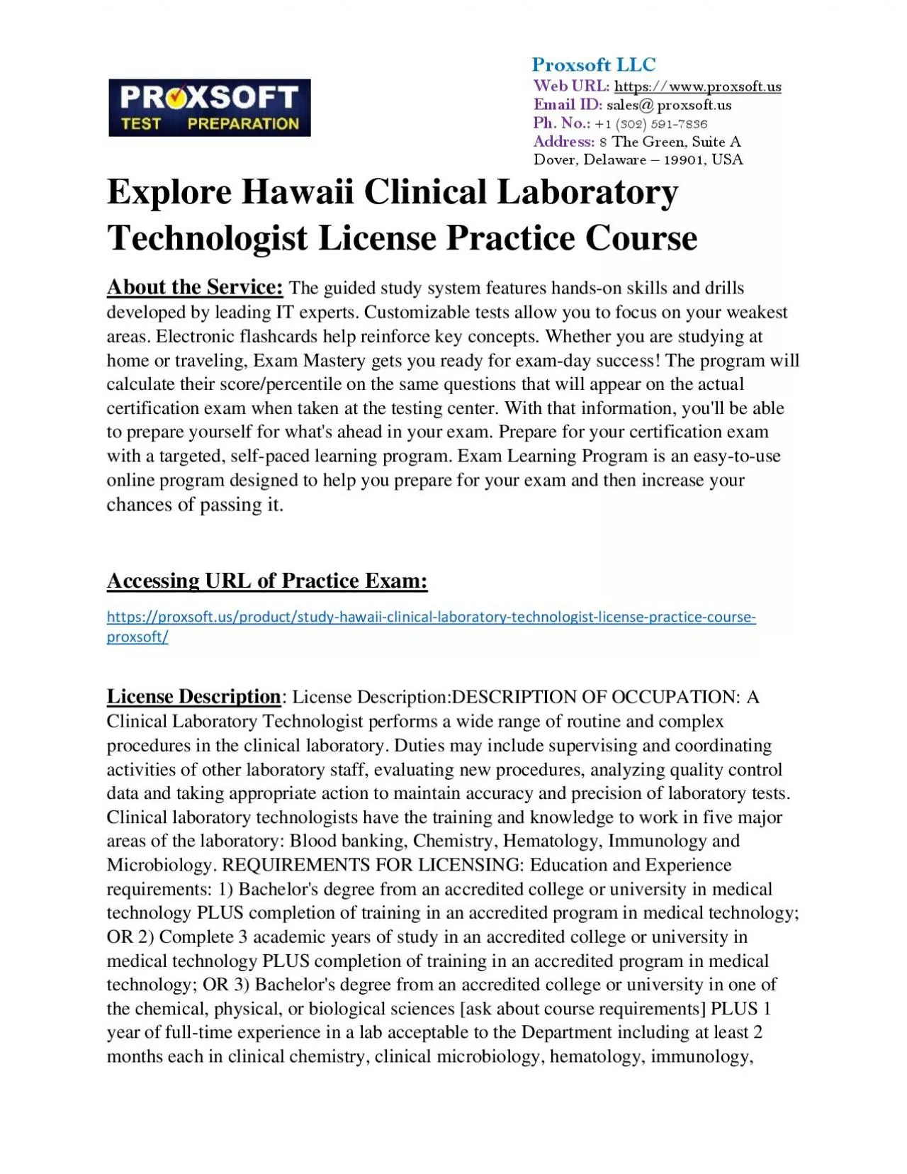 PDF-Explore Hawaii Clinical Laboratory Technologist License Practice Course