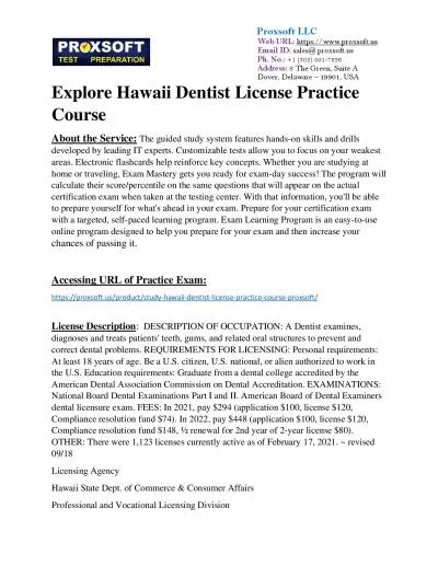 Explore Hawaii Dentist License Practice Course