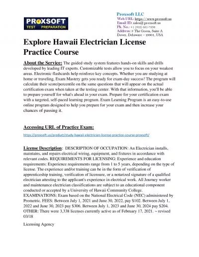 Explore Hawaii Electrician License Practice Course