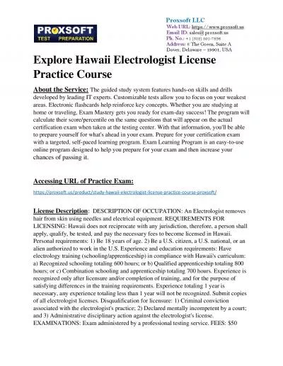 Explore Hawaii Electrologist License Practice Course