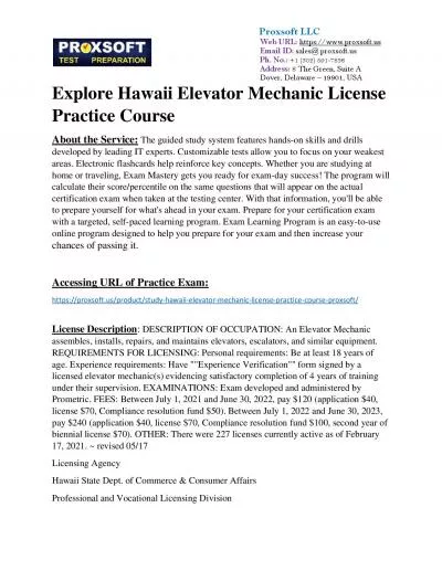 Explore Hawaii Elevator Mechanic License Practice Course