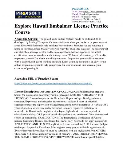 Explore Hawaii Embalmer License Practice Course