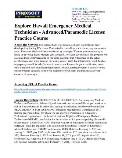Explore Hawaii Emergency Medical Technician - Advanced/Paramedic License Practice Course