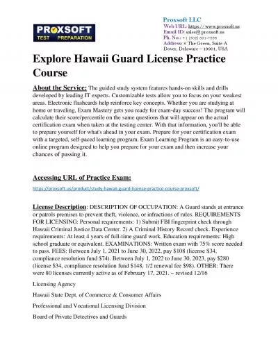 Explore Hawaii Guard License Practice Course