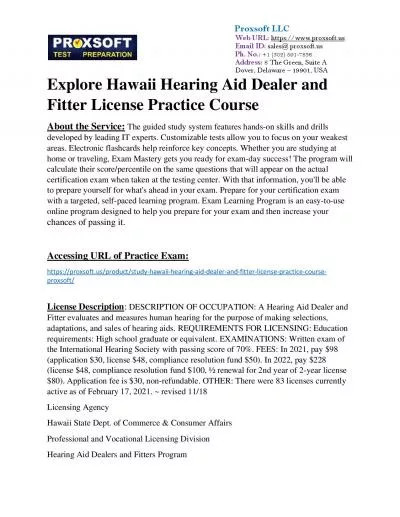 Explore Hawaii Hearing Aid Dealer and Fitter License Practice Course