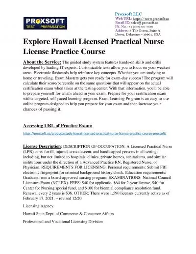 Explore Hawaii Licensed Practical Nurse License Practice Course