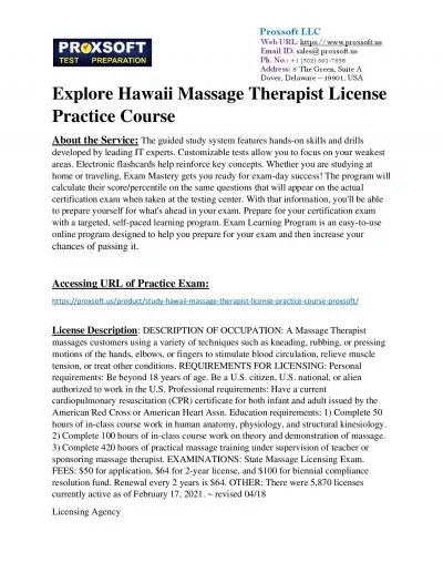 Explore Hawaii Massage Therapist License Practice Course