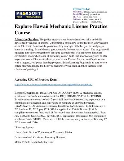 Explore Hawaii Mechanic License Practice Course