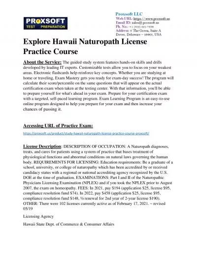 Explore Hawaii Naturopath License Practice Course