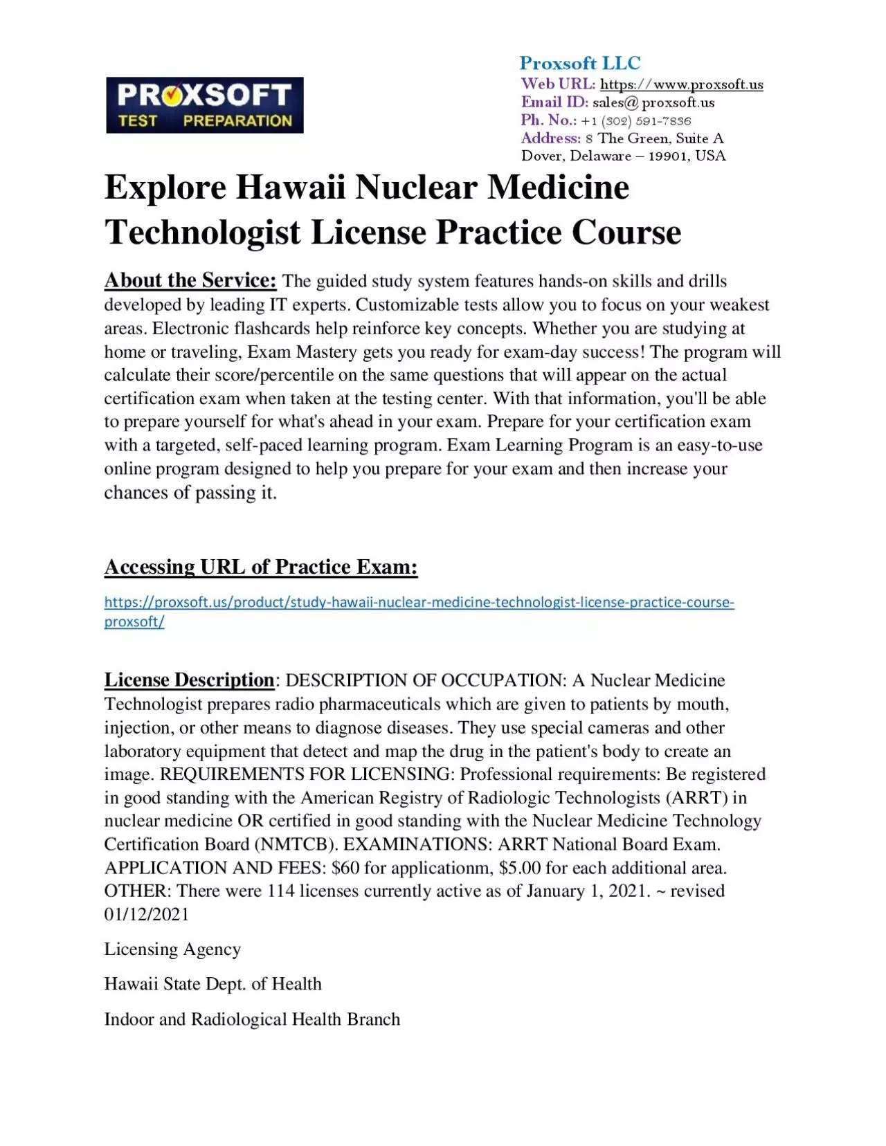 Explore Hawaii Nuclear Medicine Technologist License Practice Course