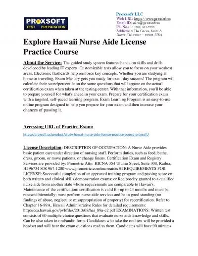 Explore Hawaii Nurse Aide License Practice Course