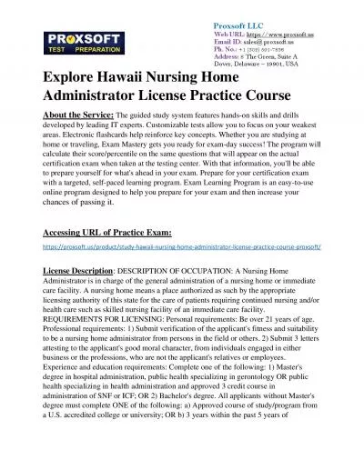 Explore Hawaii Nursing Home Administrator License Practice Course