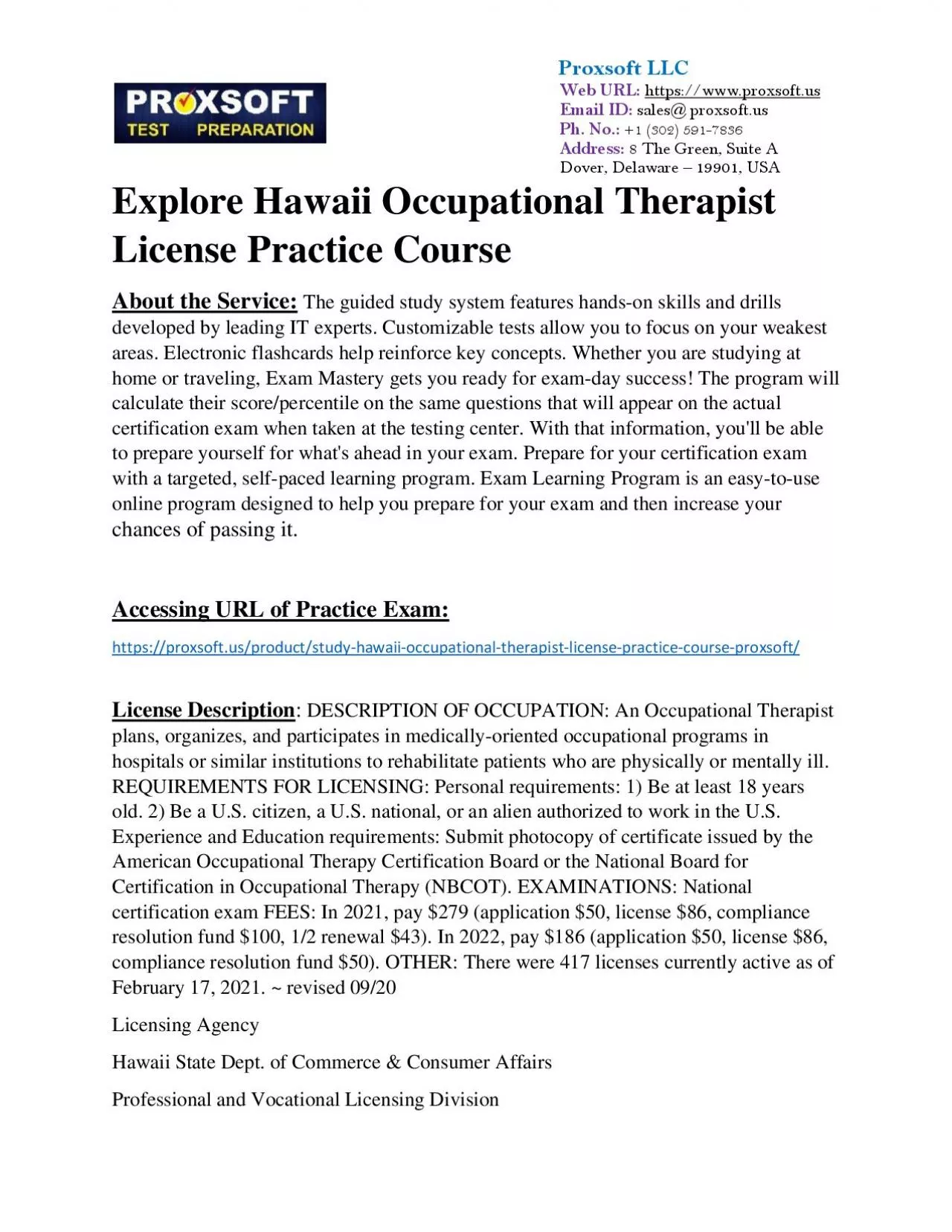 PDF-Explore Hawaii Occupational Therapist License Practice Course